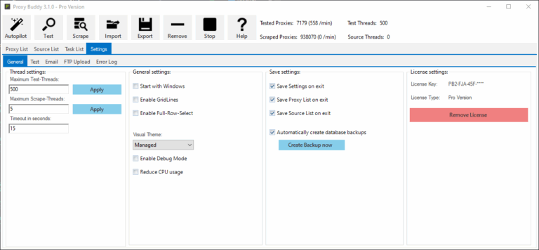 Proxy Buddy - Settings General - GSoftwareLab