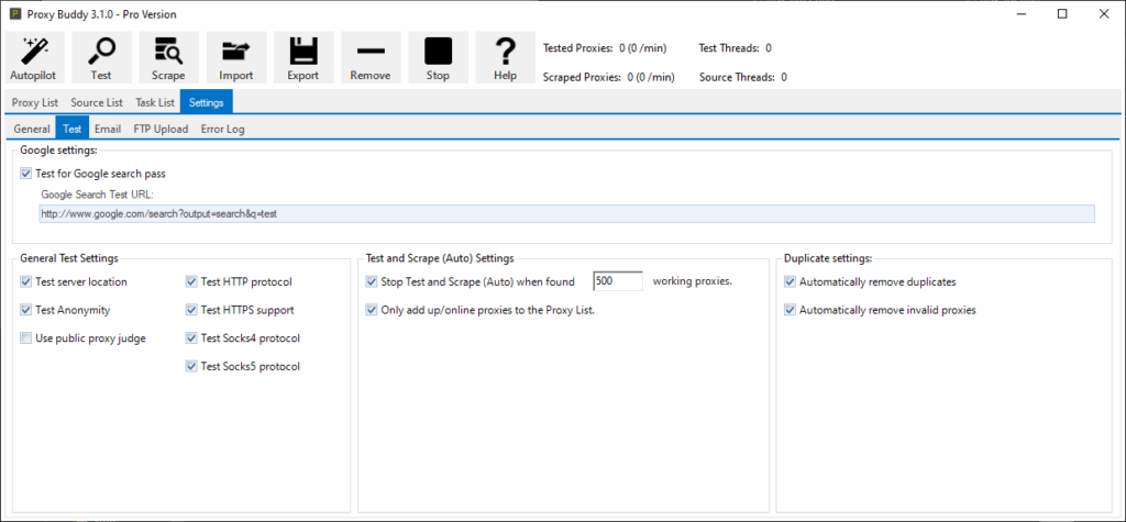 Proxy Buddy - Settings Test - GSoftwareLab