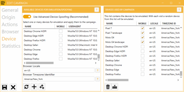 Spoofing avancé de l'appareil & Emulation